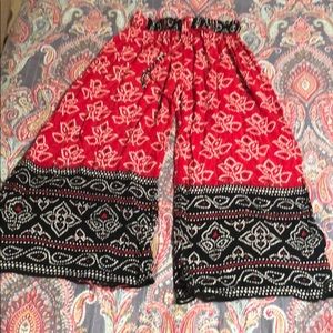 S.R.Fashion Red/Black& White Design Wide Leg Pants